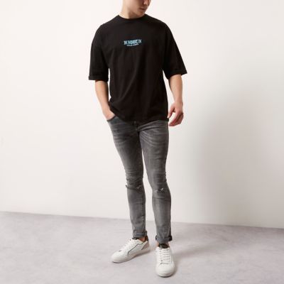 Black hidden places oversized T-shirt